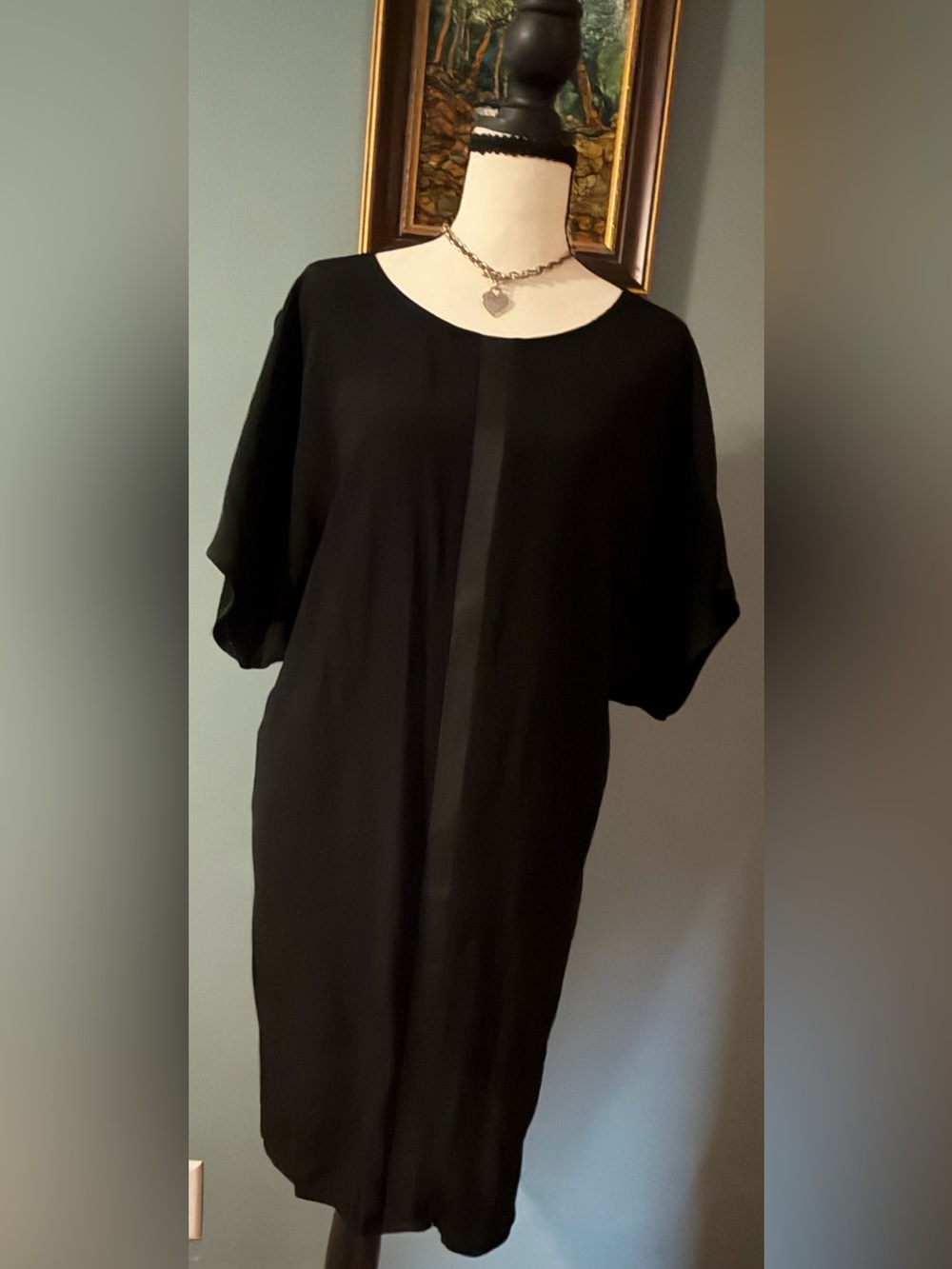 Madewell Black Leather Edged Easy Shirt Shift Mini Dress E6563 Small LBD